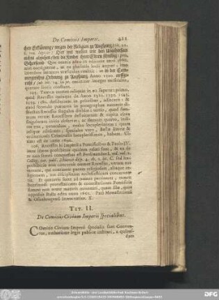Tit. II. De Comitiis Civium Imperii specialibus.