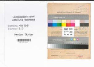 Entnazifizierung Gustav Herdam , geb. 12.09.1896 (Kaufmaennischer Angestellter)
