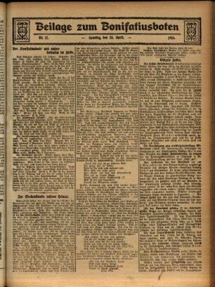 Zweite Ausgabe vom Sonntag, den 23. April 1916.