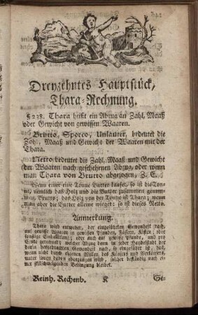 Dreyzehntes Hauptstück, Thara-Rechnung.