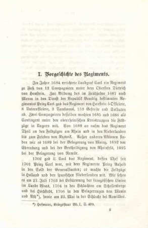 I. Vorgeschichte des Regiments.
