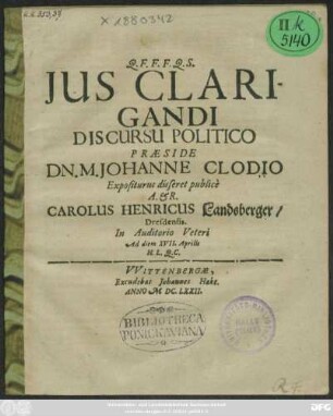 Ius Clarigandi Discursu Politico
