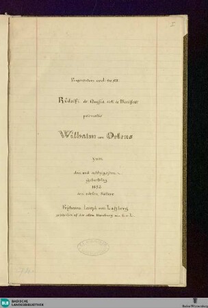 Wilhalm von Orlens - Cod. Donaueschingen 76 : [Fragment D1]
