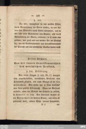 Dritter Abschnitt. Von der innern Unvollkommenheit des menschlichen Denkens.