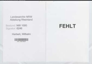 Entnazifizierung Wilhelm Harbert, geb. 20.08.1891 (Finanzangestellter)