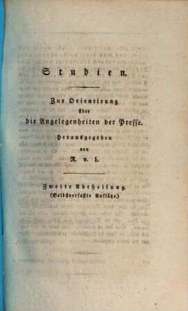 Studien zur Orientierung über die Angelegenheiten der Presse. 2. (1820)