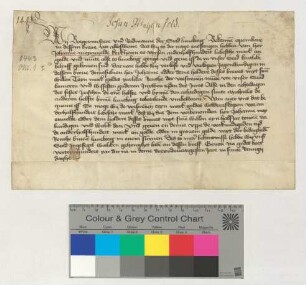 Bürgermeister und Ratsmannen von Lüneburg verkaufen dem Kirchherrn zu Versen Johann Meyenvelde für 150 Lübische Mark eine rückkäufliche Rente von 10 Mark.