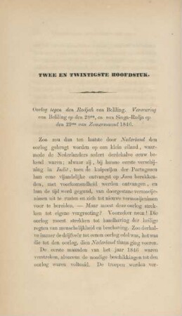 Twee en twintigste hoofdstuk. Oorlog tegen den Radjah van Beliling. Verovering an Beliling ...