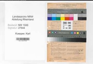 Entnazifizierung Karl Kuepper , geb. 18.12.1898 (Postschaffner)