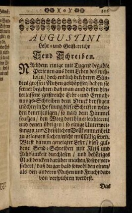 315-322, Das erste Send-Schreiben.