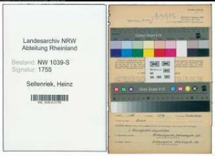Entnazifizierung Heinz Sellenriek , geb. 11.11.1922 ()