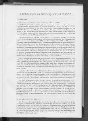 A. Einführung in die Wohnungsstatistik 1956/1957