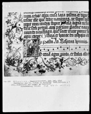 Psalterium aus Sankt Ulrich in Augsburg — Initiale A (d tenam), darin Auferstehung Christi, Folio 151verso