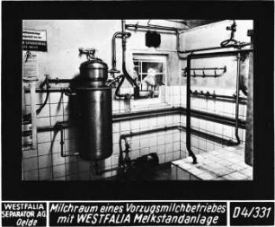 Milchraum eines Vorzugsmilchbetriebes mit WESTFALIA Melkstandanlage