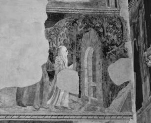 Szenen aus dem Leben des heiligen Bernardin und Schutzmantelmadonna und weitere Szenen — Prozession zur Fonte Tecta