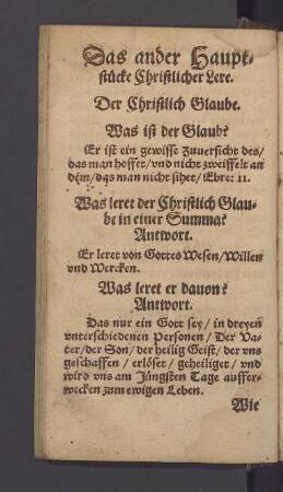 Das ander Hauptstücke Christlicher Lere.