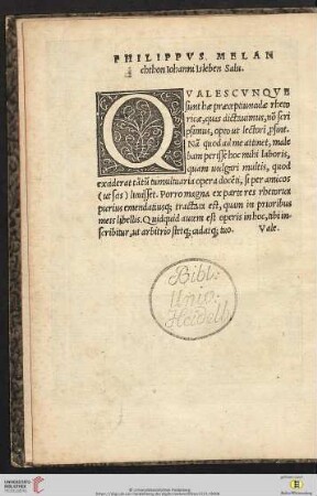 Philippus Melanchthon Iohanni Isleben Salu