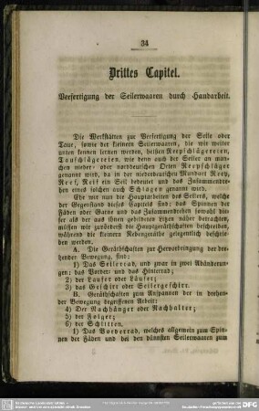 Drittes Capitel. Verfertigung der Seilerwaaren durch Handarbeit