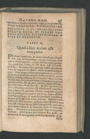 Caput V. Quod a Deo malum esse non possit.