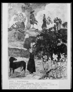 Paysage breton, chien et enfants