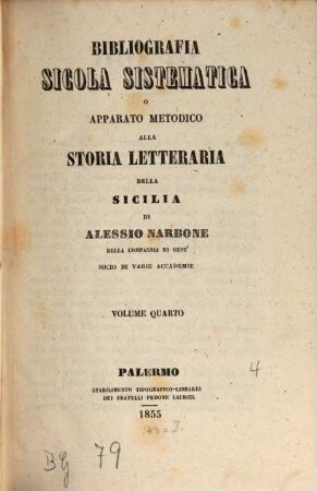 Bibliografia sicola sistematica o apparato metodico alla storia letteraria della Sicilia, 4