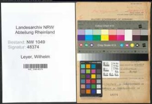 Entnazifizierung Wilhelm Leyer , geb. 18.01.1891 (Schmelzmeister)