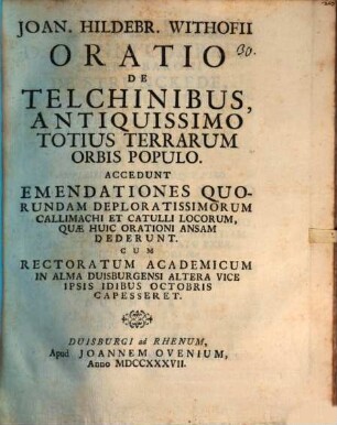 Oratio de Telchinibus, antiquissimo totius terrarum orbis populo