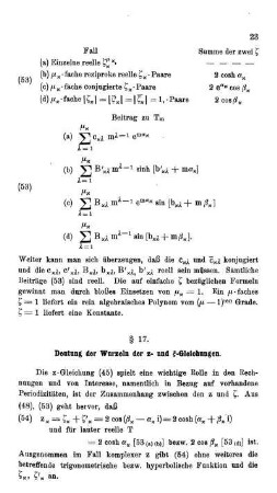 § 17. Deutung der Wurzeln der z- und ....-Gleichungen.