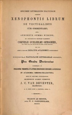Liber de vectigalibus cum commentario (edit. a) J. C. Van Derenter : (Diss.)