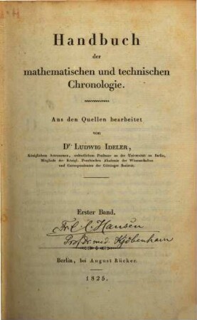 Handbuch der mathematischen und technischen Chronologie, 1