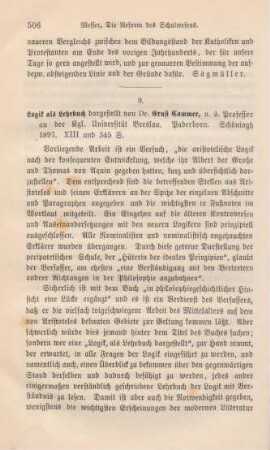506-507 [Rezension] Commer, Ernst, Logik