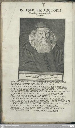 In Effigiem Auctoris, Theologi incomparibilis, Epigraphe