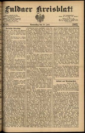 Ausgabe vom Donnerstag, den 28. Juli 1892.