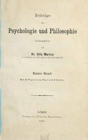 Beiträge zur Psychologie und Philosophie. 1,1. 1896