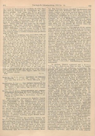 461-463 [Rezension] Behm, Johannes, Heilsgeschichtliche und religionsgeschichtliche Betrachtung des Neuen Testaments