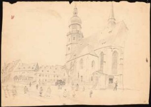 St. Bartholomäikirche, Altenburg: Straßenansicht mit Kirche im Vordergrund