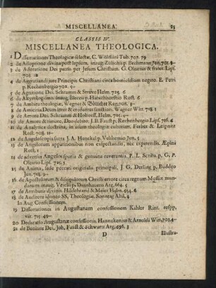 Classis IV. Miscellanea Theologica