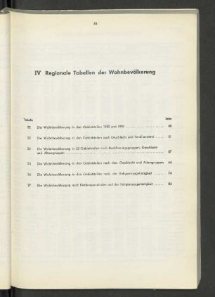 IV Regionale Tabellen der Wohnbevölkerung