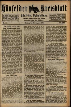Ausgabe vom Dienstag, den 30. Dezember 1924.