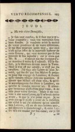 Jeudi. "Ma très chère Demmoiselle, ...