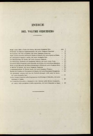 Indice Del Volume Sedicesimo