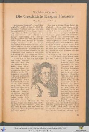 Die Geschichte Kaspar Hausers.
