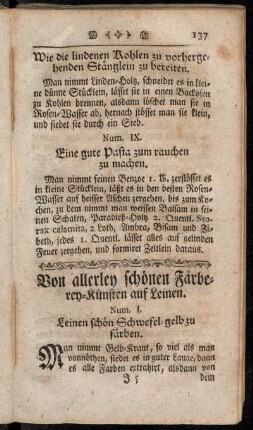 Von allerley schönen Färberey-Künsten auf Leinen.