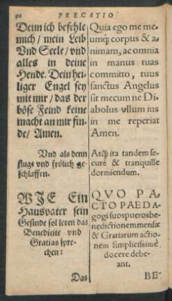Wie Ein Hausvater sein Gesinde sol leren das Benedicite und Gratias sprechen ...