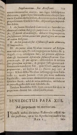 739-744, Benedictus Papa XIII