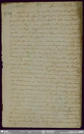 Eigenh. Brief von August Wilhelm von Schlegel an Christian Friedrich Tieck, Paris, 07.06.1817