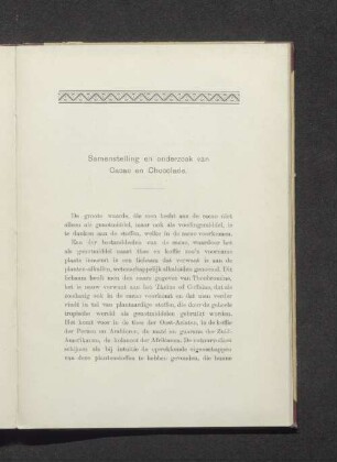 Samenstelling en onderzoek van Cacao en Chocolade.