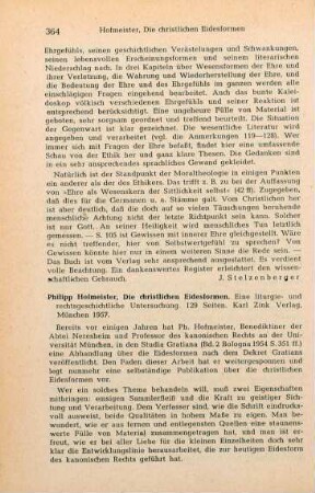 364-365 [Rezension] Hofmeister, Philipp, Die christlichen Eidesformen