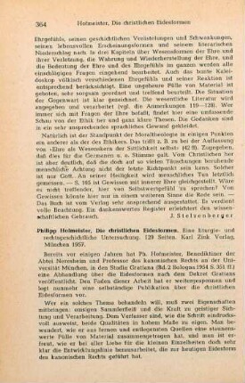 364-365 [Rezension] Hofmeister, Philipp, Die christlichen Eidesformen
