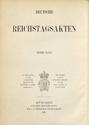 Deutsche Reichstagsakten. 1, Deutsche Reichstagsakten unter König Wenzel ; 1. Abt.: 1376 - 1387